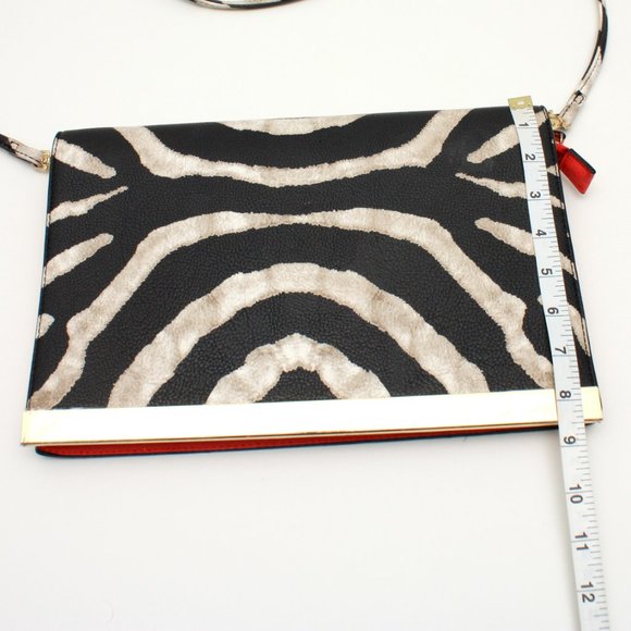 Aldo Womens Zebra Print Crossbody Shoulder Flat Wide Purse with Gold Accent - Picture 9 of 9